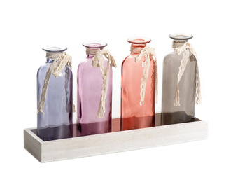 Set 4 dekorativnih steklenic z držalom Rowl