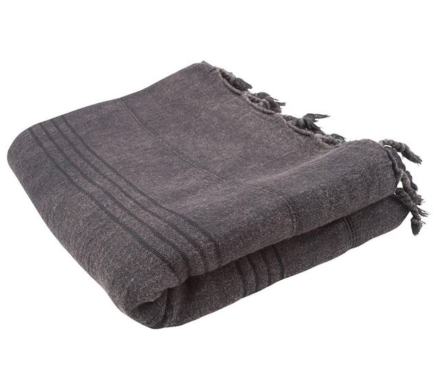 Кърпа за баня Hammam Stripy Stone Washed Black 90x170 см
