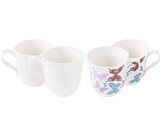 Sada 4 hrnků Butterfly 250 ml