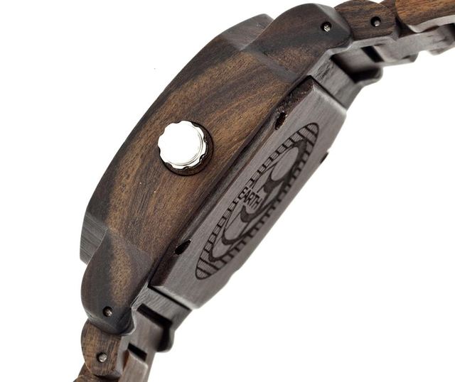 Moška zapestna ura Earth Wood Scaly Dark Brown