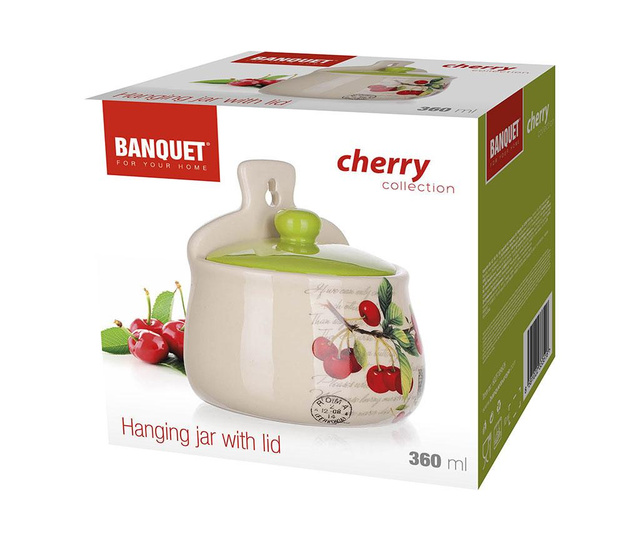 Recipient cu capac Banquet, Cherry, ceramica, multicolor, 12x9x13 cm