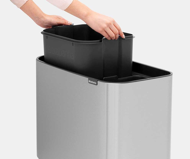 Кош за отпадъци с капак за разделно събиране BO Touch Two Tall Grey
