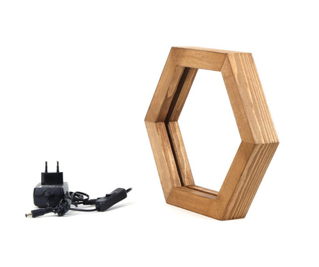 Veioza Lustro, Hexagon, lemn de molid, 26x30x5 cm