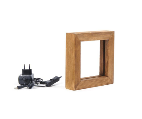 Lampa de veghe Lustro, Square, lemn de molid, 20x20x5 cm