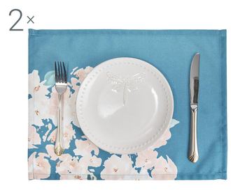 Set 2 pogrinjkov Bloom Blue 33x45 cm