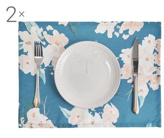 Set 2 pogrinjkov Flowers Blue 33x45 cm