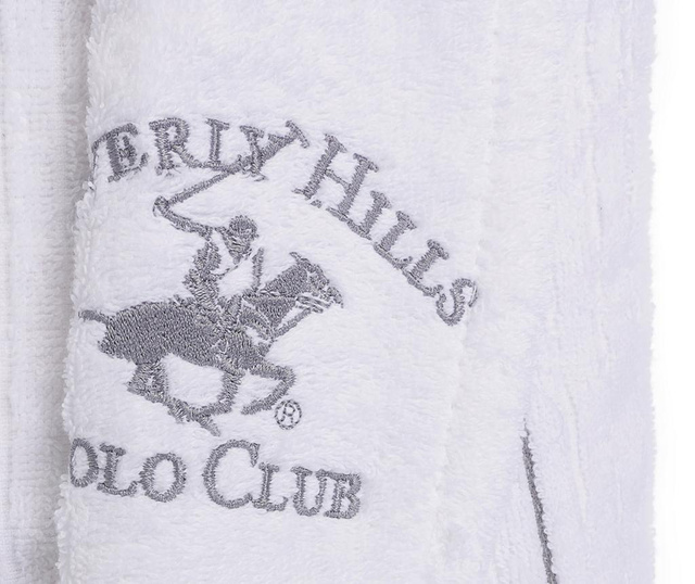 Halat de baie unisex Beverly Hills Polo Club, Camden White Grey