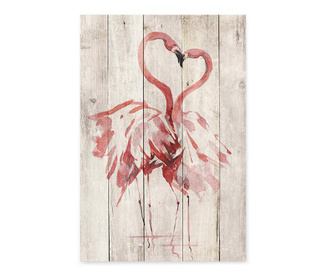 Tablou Madre Selva, Love Flamingo, lemn de pin imprimat, 40x60 cm