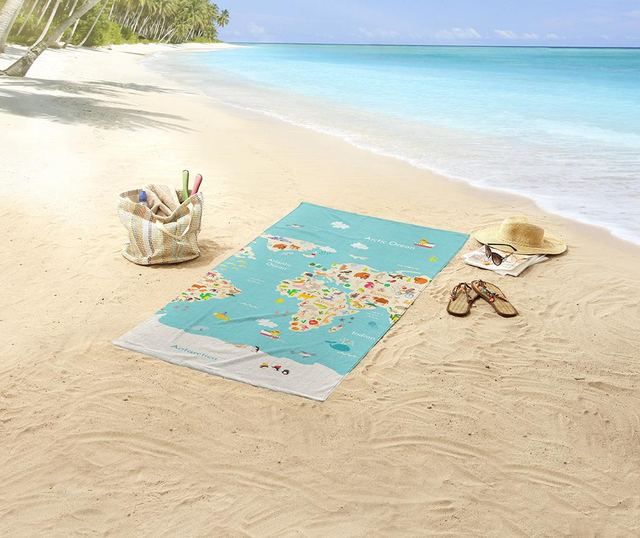 Плажна кърпа Worldmap 75x150 см