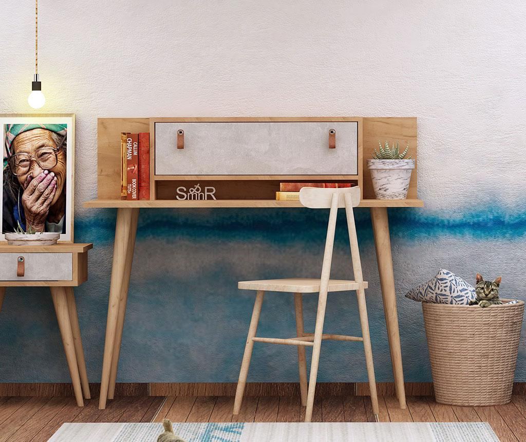Birou Mod Design, Soojin, PAL melaminat, 120x60x107 cm, stejar/alb - 3
