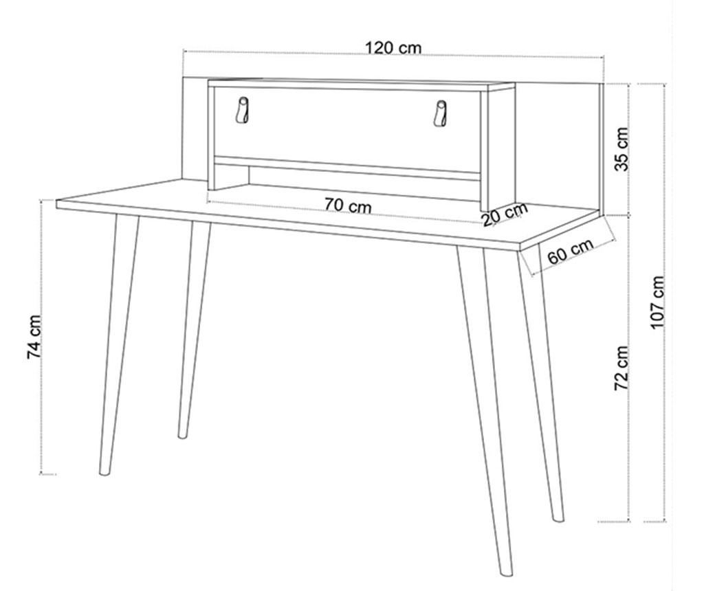 Birou Mod Design, Soojin, PAL melaminat, 120x60x107 cm, stejar/alb - 4