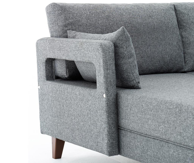 Комплект ляв ъглов диван и табуретка за крака Comfort Grey