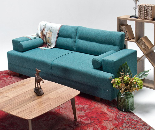Oslo Turquoise Háromszemélyes kanapé és lábzsámoly