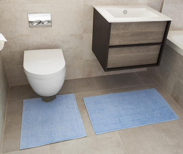 Set - brisača za na tla in kopalniška preproga Reversible Verica Blue