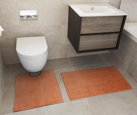 Set ručnik za noge i kupaonski tepih Reversible Verica Tangerine