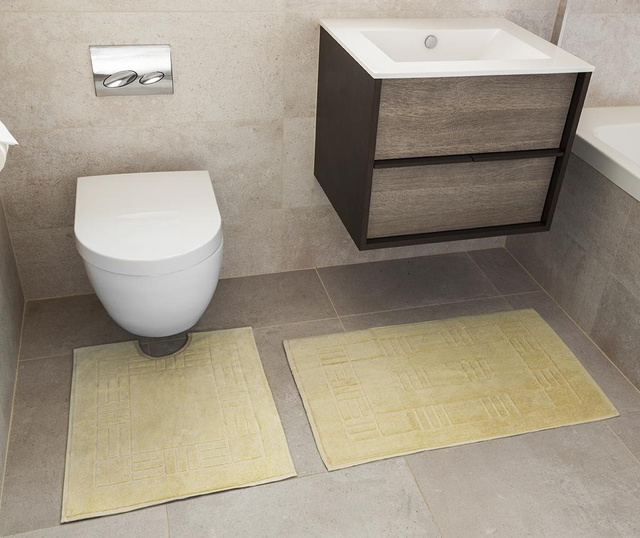 Set - brisača za na tla in kopalniška preproga Reversible Verica Yellow