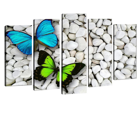 Set 5 tablouri 3D Tablo Center, Two Butterflies, canvas imprimat cu efect 3D din 100% bumbac