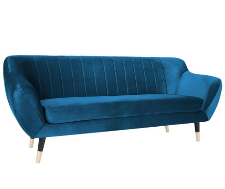 Canapea 3 locuri Mazzini Sofas, Benito Blue Black, albastru, 83x188x76 cm