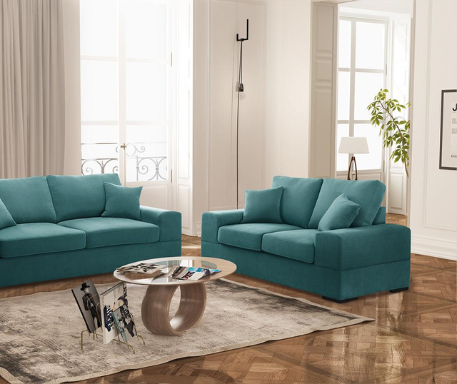 Canapea 3 locuri Jalouse Maison, Dasha Turquoise, turcoaz, 220x90x90 cm