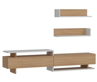 Set TV komode in 2 polic Ayaz  White Teak