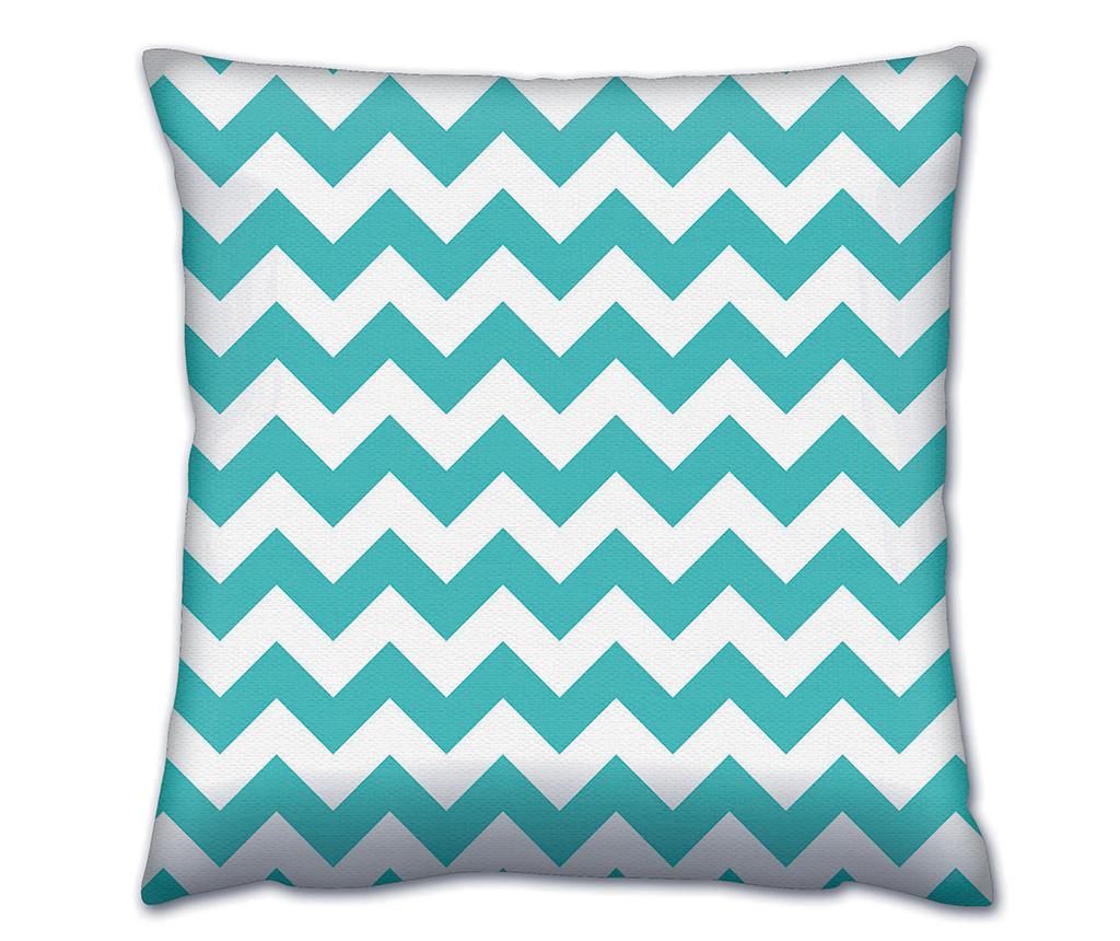 Perna decorativa Gravel, Zig Zag Light Blue, bumbac, poliester; umplutura din silicon, 43x43 cm, albastru deschis