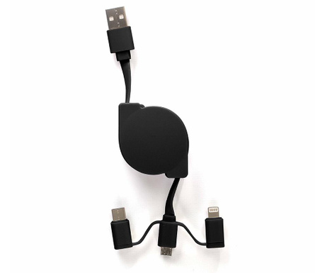 Cablu de date USB retractabil Livoo, Neo Black