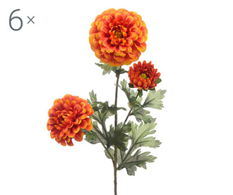 Комплект 6 изкуствени цветя Dahlia Orange