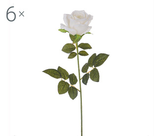 Комплект 6 изкуствени цветя White Rose