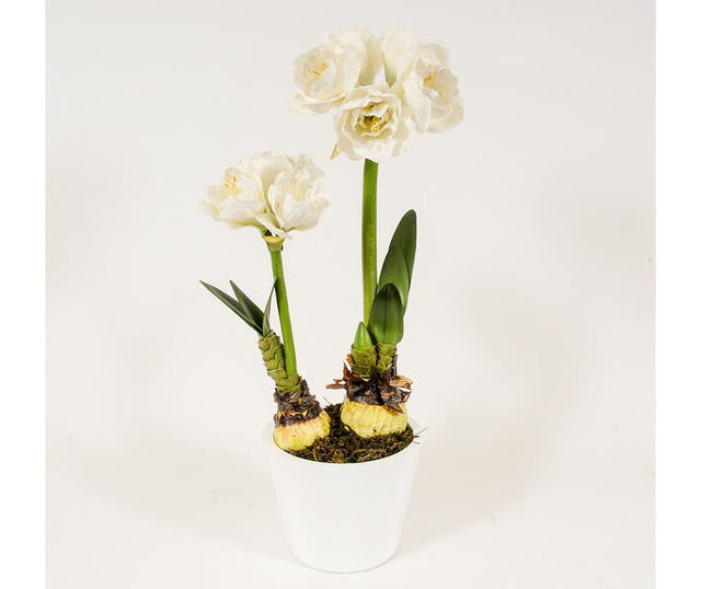Umjetni cvijet u posudi za cvijeće Amaryllis Doppio White