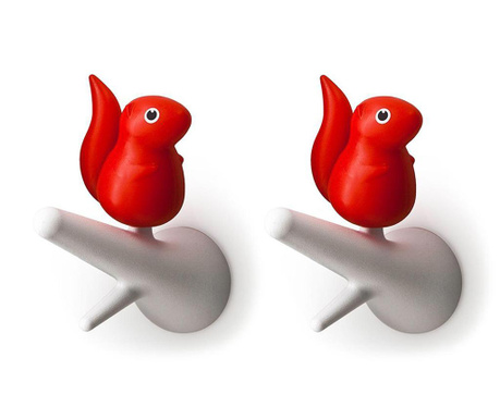 Set 2 cuiere Qualy, Squirrel White Red, 7x5x12 cm, plastic ABS