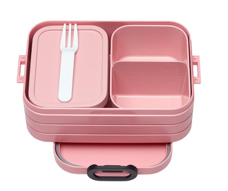 Kutija za užinu s 1 priborom za jelo Bento Pink S