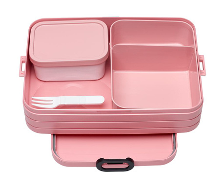 Kutija za užinu s 1 priborom za jelo Bento Pink