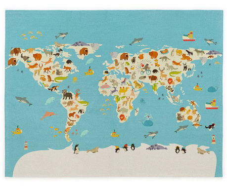 RESIGILAT Covor World Map 100x150 cm