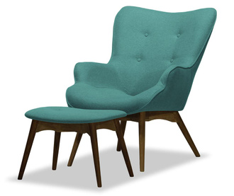 Set - fotelj in pručka za noge Ducon Ontario Turquoise