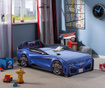 Pat cu saltea pentru copii Spyder Car Dark Blue 73x136 cm