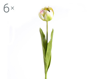 Комплект 6 изкуствени цветя Tulipano Green and Pink