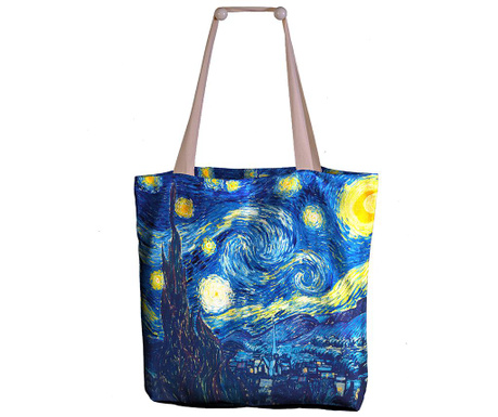 Geanta Polo Ovest, Van Gogh Starry Night, canvas imprimat digital din 100% bumbac