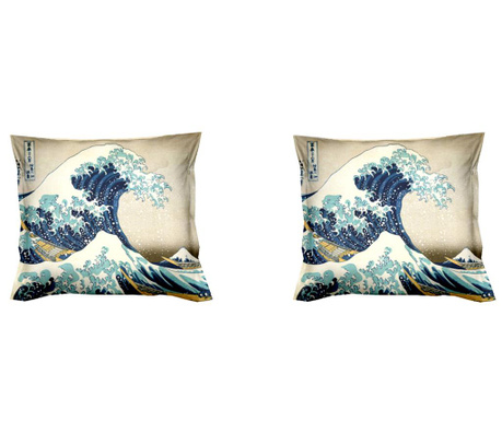 Set 2 jastučnice Hokusai The Great Wave 40x40 cm