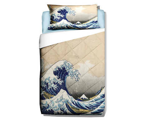 Prešito posteljno pregrinjalo Hokusai The Great Wave 180x260 cm