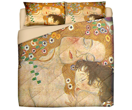 Cuvertura matlasata Polo Ovest, Klimt Mother and Child, bumbac imprimat digital, 260x260 cm