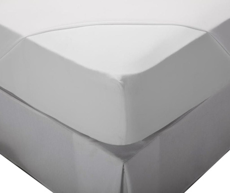 Cearsaf de pat cu elastic Pikolin, Laraline White, bumbac satinat, 80x200 cm, alb
