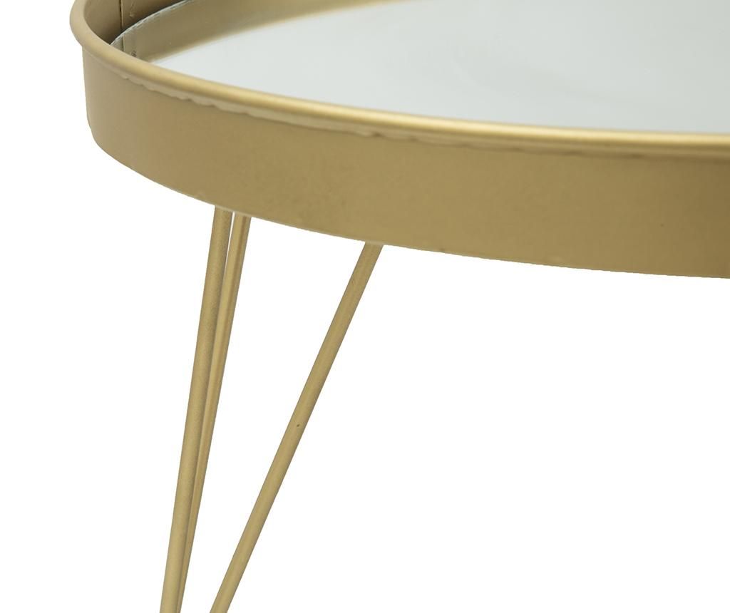 Glam Gold Metal Tray with Mirror - ø 36.5x22 cm