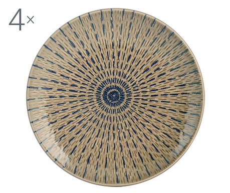 Set 4 farfurii pentru desert H&h, Tahiti, ceramica, 21x21x3 cm