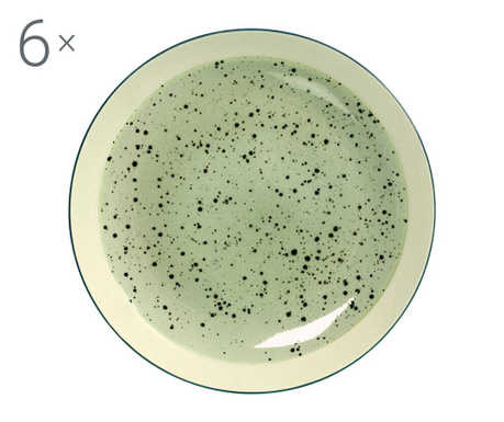 Set 6 farfurii adanci H&h, Mimosa Green, ceramica, verde, 22x22x5 cm