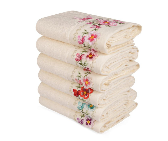 Комплект 6 кърпи за баня Uc Boyut Nakisli Garden 50x90 см