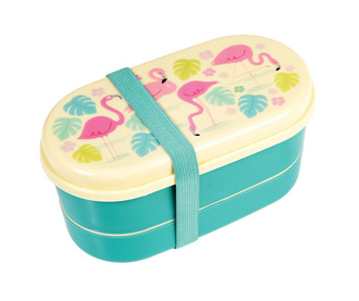 Set kutija za užinu i  2-dijelni pribor za jelo Flamingo