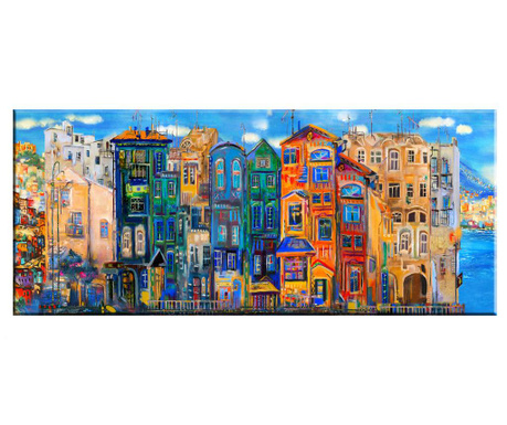 Tablou Tablo Center, Colourful Houses, canvas imprimat din bumbac, 60x140 cm