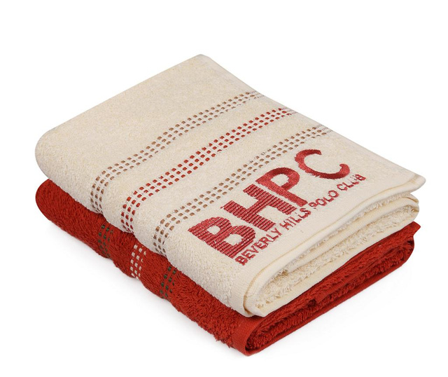 Set 2 kupaonskih ručnika Botanik Brick Red Cream 50x90 cm