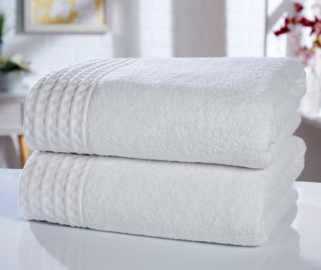 Zestaw 2 ręczników kąpielowych Retreat White