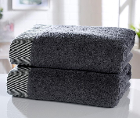 Sada 2 ručníků Tidal Charcoal 90x140 cm